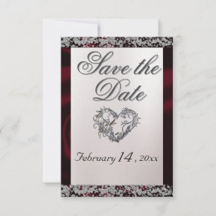 Elegant Pearl, Burgund Ribbon & Sparkle Save The Date