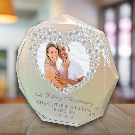 Elegant Pearl Heart 30. Hochzeitstag Fotoblock
