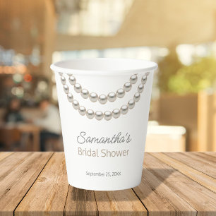 Elegant Pearl Necklace Brautparty Pappbecher