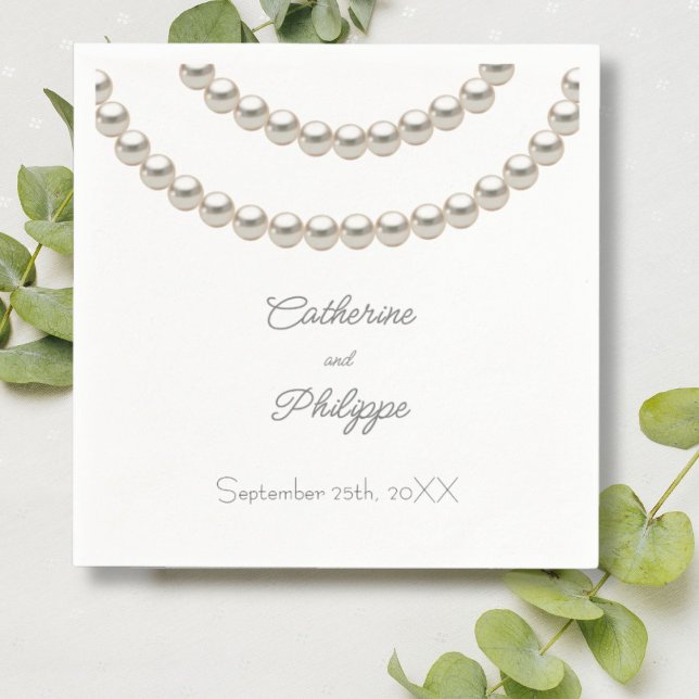 Elegant Pearl Necklace Wedding Serviette (Von Creator hochgeladen)