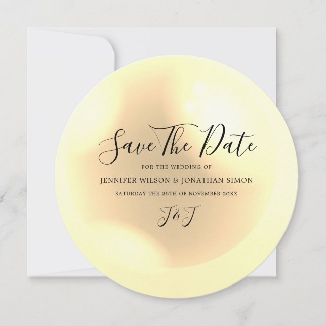 Elegant Pearl Simple Chic Save The Date (Vorderseite)