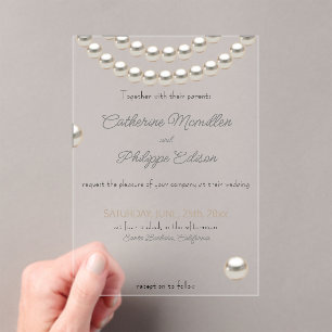 Elegant Pearl String Wedding Einladung Acrylic