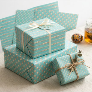 Elegant Pearl & Turquoise Geschenkpapier Set