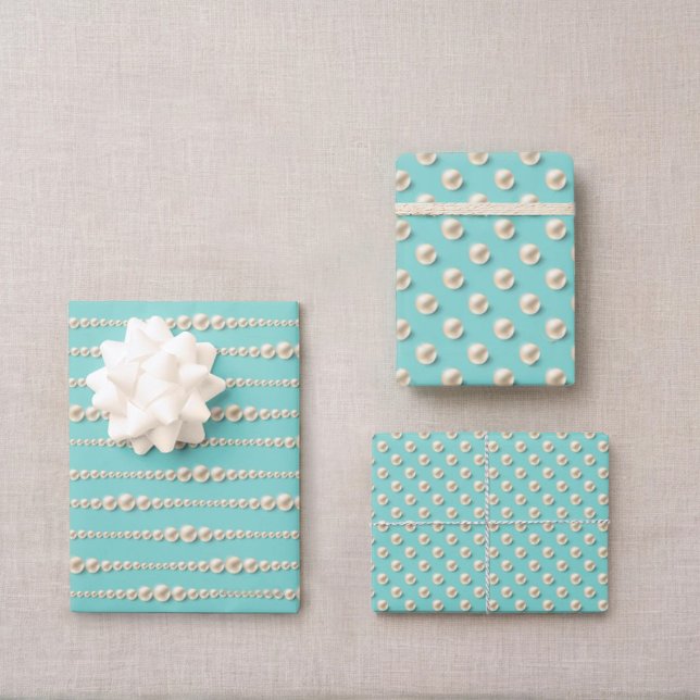 Elegant Pearl & Turquoise Geschenkpapier Set (Von Creator hochgeladen)