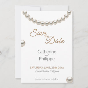 Elegant Pearl Wedding Save the Date Einladung