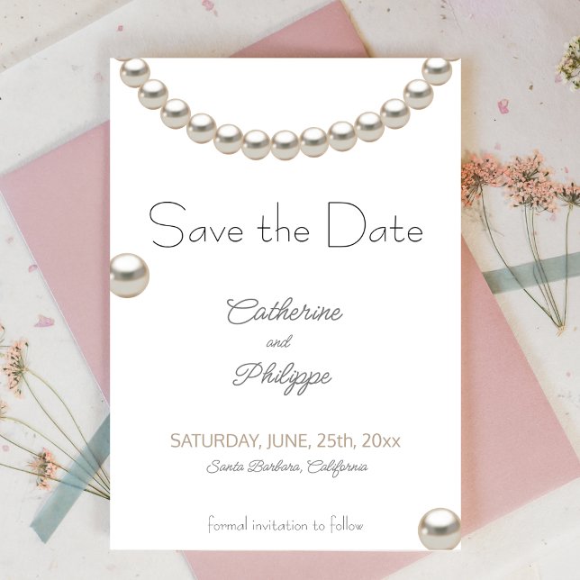 Elegant Pearl Wedding Save the Date Einladung (Von Creator hochgeladen)