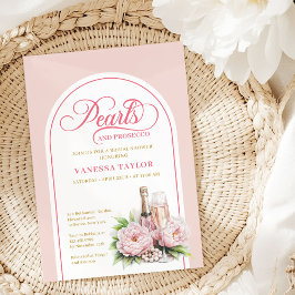 Elegant Pearls and Prosecco Bridal Shower Invite Einladung