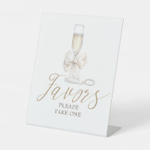Elegant Pearls and Prosecco Coquette Favors Sign