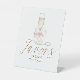 Elegant Pearls and Prosecco Coquette Favors Sign Sockelschild