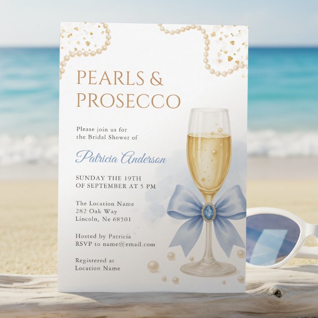 Elegant Pearls & Prosecco Bridal Shower Invitation Einladung (Von Creator hochgeladen)