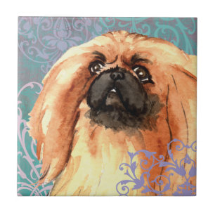 Elegant Pekingese Fliese