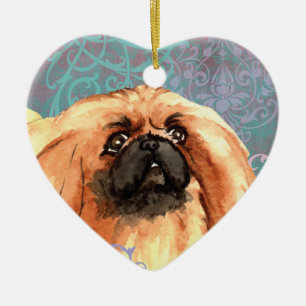 Elegant Pekingese Keramik Ornament