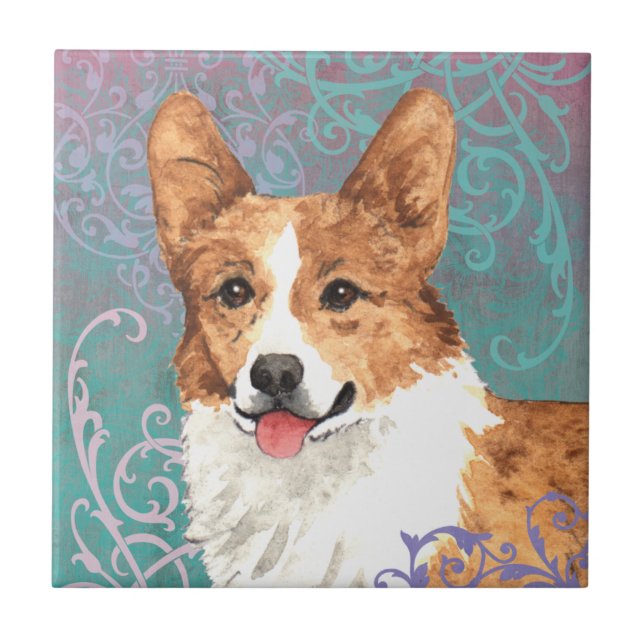 Elegant Pembroke Welsh Corgi Fliese (Vorderseite)