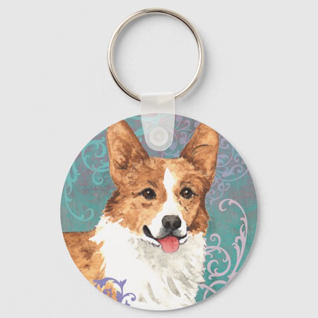 Elegant Pembroke Welsh Corgi Schlüsselanhänger (Vorderseite)