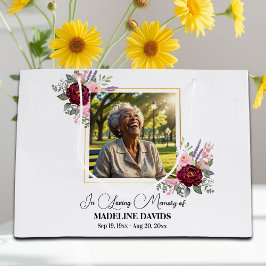 Elegant Peonies Photo Funeral Keepsake Große Geschenktüte