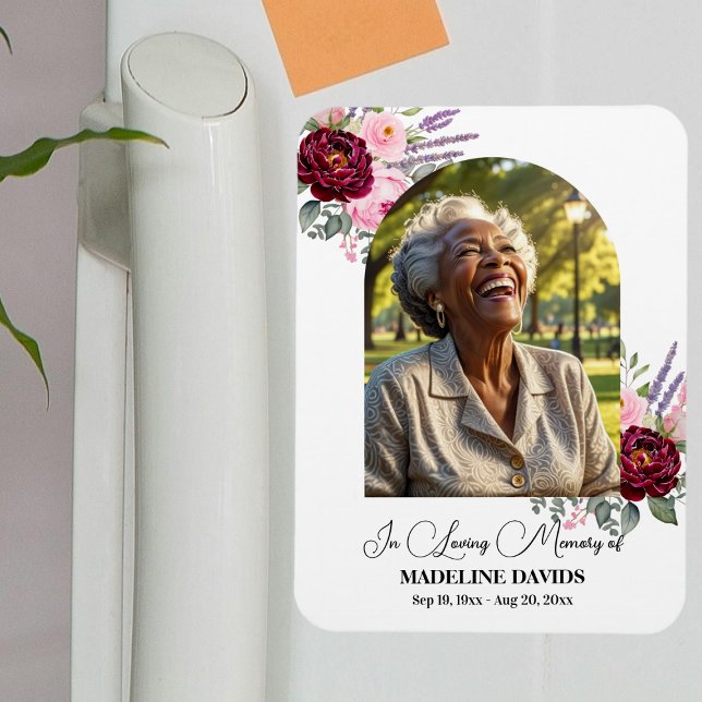 Elegant Peonies Photo Funeral Keepsake  Magnet (Von Creator hochgeladen)