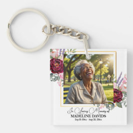 Elegant Peonies Photo Funeral Keepsake  Schlüsselanhänger