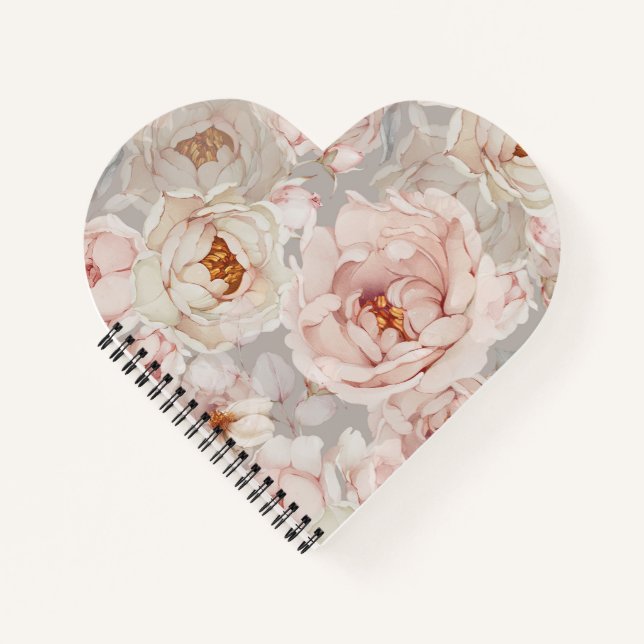 Elegant Peony Floral Notizbuch (Vorderseite)