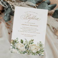 Elegant Peony Floral Script Taufe