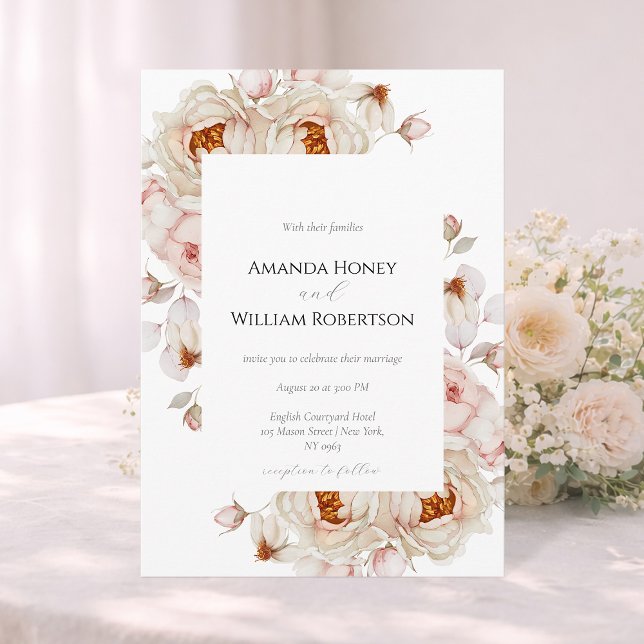 Elegant Peony Garden Wedding Invitation Einladung (Von Creator hochgeladen)