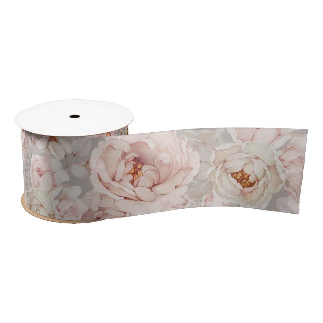Elegant Peony Ribbon Satinband (Spule)