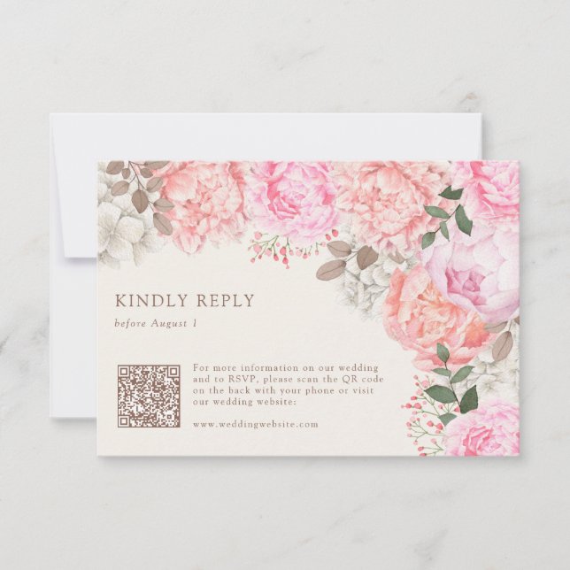Elegant Peony RSVP Karte (Vorderseite)