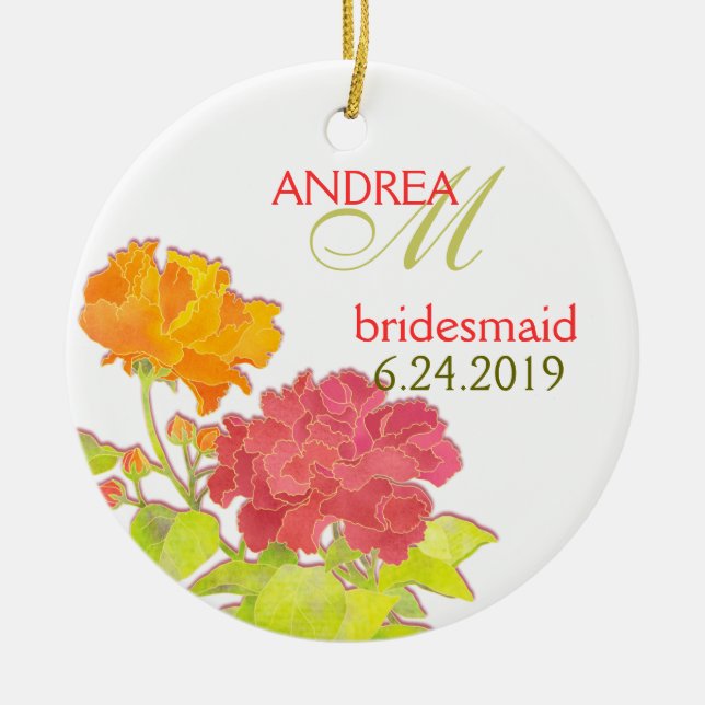 Elegant Peony Wedding Bridesmaids Geschenk Keramik Ornament (Vorne)