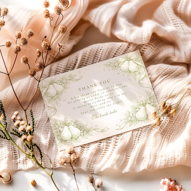 Elegant Perfect Pair Pear Bridal Shower Dankeskarte (Von Creator hochgeladen)