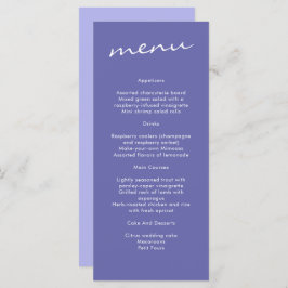Elegant Periwinkle Blue Calligraphy Wedding Menükarte