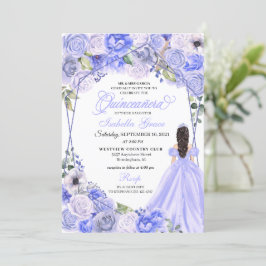 Elegant Periwinkle Blue Floral Quinceanera Invitat Einladung