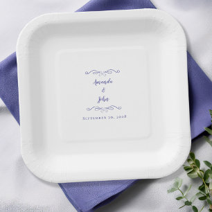 Elegant Periwinkle Blue Weddings Empfang Party Pappteller