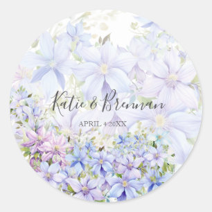 Elegant Periwinkle Clematis Runder Aufkleber
