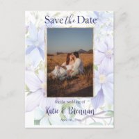 Elegant Periwinkle Clematis Save the Date Foto