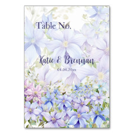 Elegant Periwinkle Clematis Wedding Tischnummer
