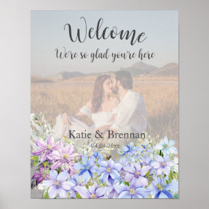 Elegant Periwinkle Clematis Wedding Welcome Foto Poster