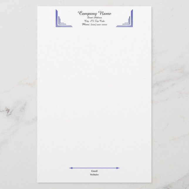 Elegant Periwinkle Corner Professional Stationery Briefpapier (Vorderseite)