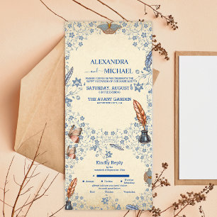 Elegant Periwinkle Floral Wedding All In One Einladung