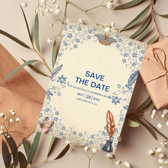 Elegant Periwinkle Floral Wedding Save The Date (Von Creator hochgeladen)