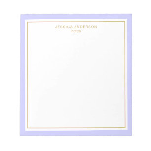 Elegant Periwinkle Gold Personalisiert Notizblock