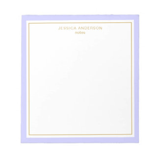 Elegant Periwinkle Gold Personalisiert Notizblock
