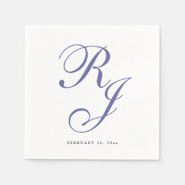 Elegant Periwinkle Monogram Wedding Napkins Serviette