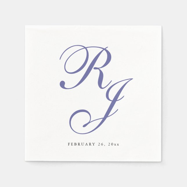 Elegant Periwinkle Monogram Wedding Napkins Serviette (Vorderseite)