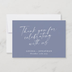 Elegant Periwinkle Trendy Script Custom Wedding Dankeskarte