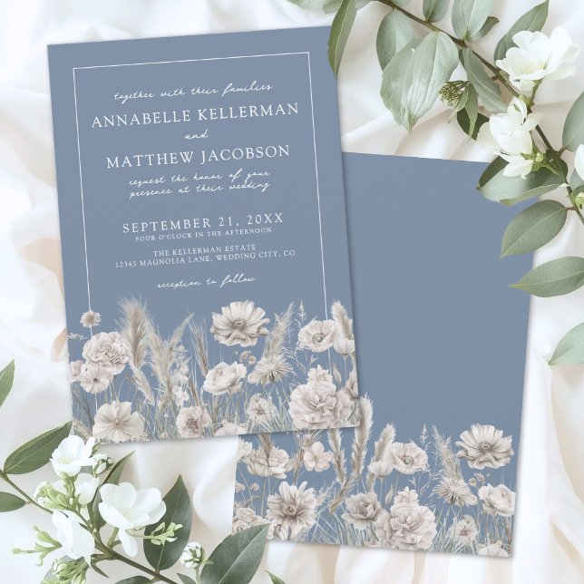 Elegant Periwinkle Wildflower Wedding Einladung (Elegant Periwinkle Wildflower Wedding Invitation)
