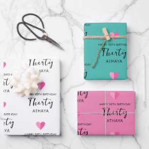 Elegant Personalisiert 30. Geburtstag Geschenkpapier Set