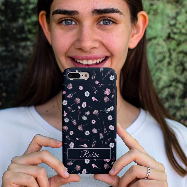 Elegant Personalisiert Black Floral Case-Mate iPhone Hülle (Von Creator hochgeladen)