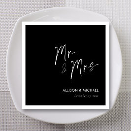 Elegant Personalisiert Minimalistisch Mr. & Mrs. N Serviette