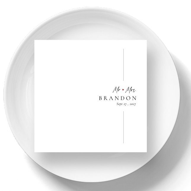 Elegant Personalisiert Minimalistisch Mr. & Mrs. W Serviette (Elegant Personalized Minimalist Mr. & Mrs. Wedding Napkins)