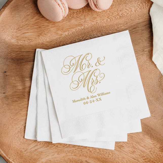 Elegant Personalisiert Mr. und Mrs. Wedding Monogr Servietten Mit Folie (Von Creator hochgeladen)