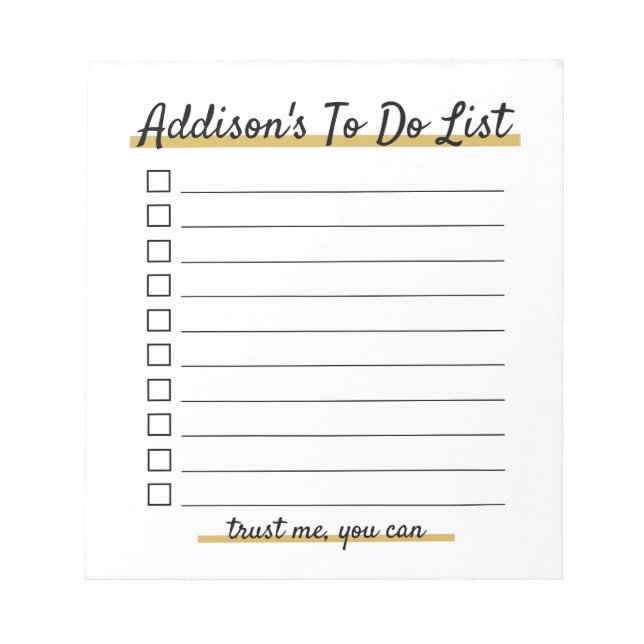 Elegant Personalisiert To do list Notepad Notizblock (Vorderseite)